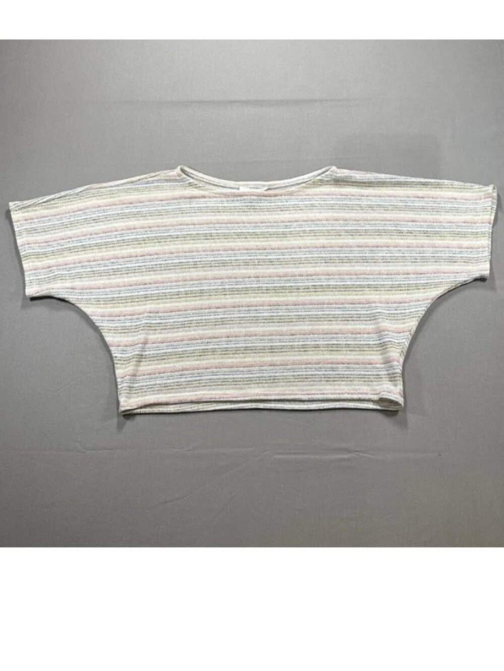Sadie & Sage Cropped Dolman Short Sleeve Striped Shirt - Women Small